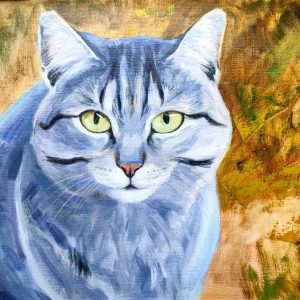 Un gato sabio al óleo