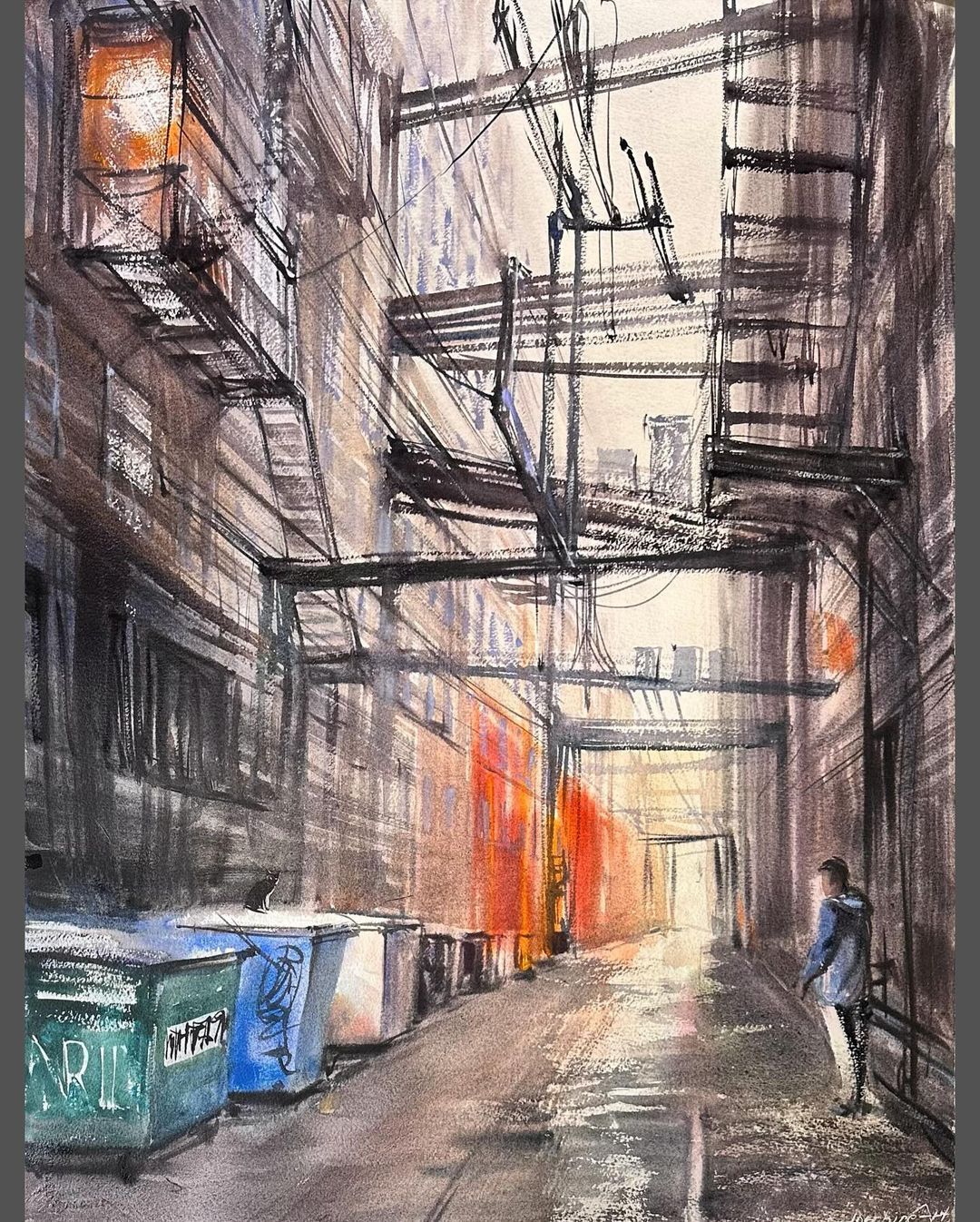 Mexico_CDMX_Irina+Yushmanova+EndorphineArt_momento+antes+de+que+adoptaron+al+gato_76×56cm_2024